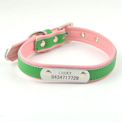 10 Colors 5 Sizes Pet Personalized Collar Soft Leather Laser Free Engraving Pet Name Phone ID Dog Puppy Collars