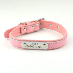 10 Colors 5 Sizes Pet Personalized Collar Soft Leather Laser Free Engraving Pet Name Phone ID Dog Puppy Collars