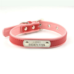 10 Colors 5 Sizes Pet Personalized Collar Soft Leather Laser Free Engraving Pet Name Phone ID Dog Puppy Collars