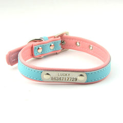 10 Colors 5 Sizes Pet Personalized Collar Soft Leather Laser Free Engraving Pet Name Phone ID Dog Puppy Collars