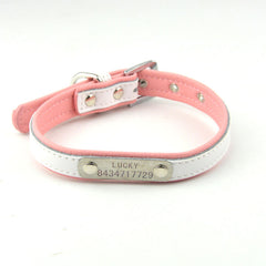 10 Colors 5 Sizes Pet Personalized Collar Soft Leather Laser Free Engraving Pet Name Phone ID Dog Puppy Collars