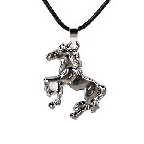 Retro Stainless Steel Choker Necklace Rope Chain Horse Pendant Necklace Unisex Vintage Jewelry For Women Men Accessories