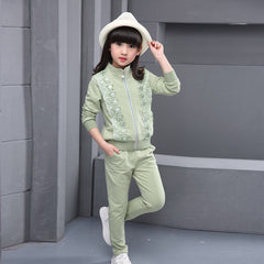 Kid sports wear girl's autumn sets children sports suit Girls Clothing Sets Velvet Sports Suits girl Jacket Pants Set YL261