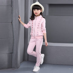 Kid sports wear girl's autumn sets children sports suit Girls Clothing Sets Velvet Sports Suits girl Jacket Pants Set YL261