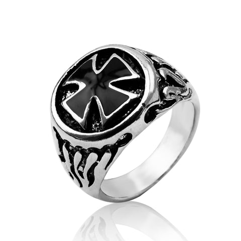 New Design Cross Ring Fashion Jewelry Two Colors Casual Statement Punk Retro Style Male Men Signet Rings EKUSTYEE Brand Jewelry