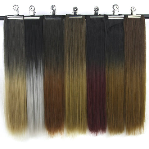 Soowee 20 Colors Black To Brown Ombre Hair Straight High Tempreture Fiber Synthetic Hair Clip In Hair Extensions Hairpiece