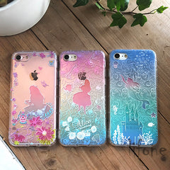 Kerzzil 3D Relief Cute Princess Mermaid Soft Flower Case For iphone 6 6S 7 6s 7 Plus 5 SE 5s Cartoon Silicone Phone Cover Back