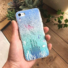 Kerzzil 3D Relief Cute Princess Mermaid Soft Flower Case For iphone 6 6S 7 6s 7 Plus 5 SE 5s Cartoon Silicone Phone Cover Back