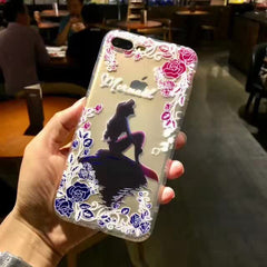 Kerzzil 3D Relief Cute Princess Mermaid Soft Flower Case For iphone 6 6S 7 6s 7 Plus 5 SE 5s Cartoon Silicone Phone Cover Back