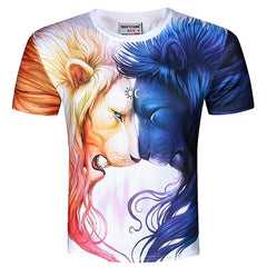 BIANYILONG New Fashion Men/women 3d t-shirt funny print colorful hair Lion King skull summer cool t shirt street wear tops tees