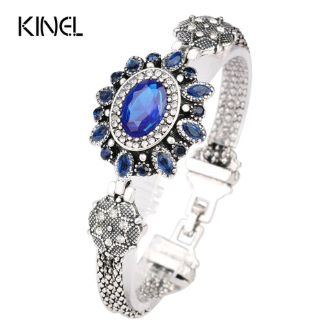 Turkey Jewelry Wholesale Latest Design Bohemian Retro Silver Resin Crystal Bracelet Bracelet For Women