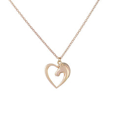 2017 Fashion New Jewelry Accessory Horse in Heart Necklace for Women Cute Animal  Long Chain Pendant Necklaces Gift XL215