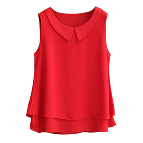 Fashion Brand Female Chiffon Shirts Women Summer Casual Top Plus Size S-4XL Loose Sleeveless Thin And Light Chiffon Blouse