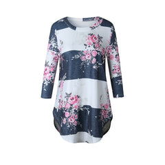 Fashion Casual Long Sleeve Printed Floral Flower T Shirt Women Top Tees Summer Autumn 2017 T-Shirt Femme Ladies Tshirt Clothes