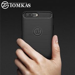 TOMKAS Oneplus 5 Case Fashion Soft Silm Silicone Phone Cases For Oneplus 5 TPU Carbon Fiber Texture Cover For One Plus 5 Case