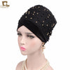 2017 New Women Luxury Gold Beaded velvet  Mesh Long Head Wrap Turban Hijab Long Tube Head Scarf Tie Headscarf Ladies Turbante