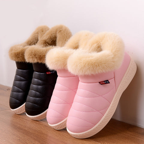 Women Snow Boots Winter Warm Fur Ankle Boots Couple Thick Sole Cotton Shoes Woman Flats Waterproof Anti-skid Botas Mujer Zapatos