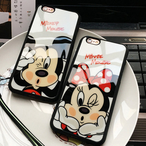 Luxury Cute Minnie Mickey Acrylic mirror Case for iPhone 6s Cases 5 5s SE 6s Plus Cover for iphone 7 Case Plus phone cases P10