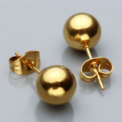 JOVIVI Fashion Jewelry Stainless Steel Round Bead Ball Stud Earring for Women 5-8mm Bead Golden Ball Ear Stud Earring Jewelry