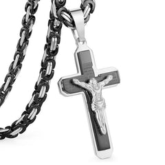 Crucifix Jesus Cross Necklace Stainless Steel Christs Pendant Gold Byzantine Chain Men Necklaces Jewelry Gifts 22