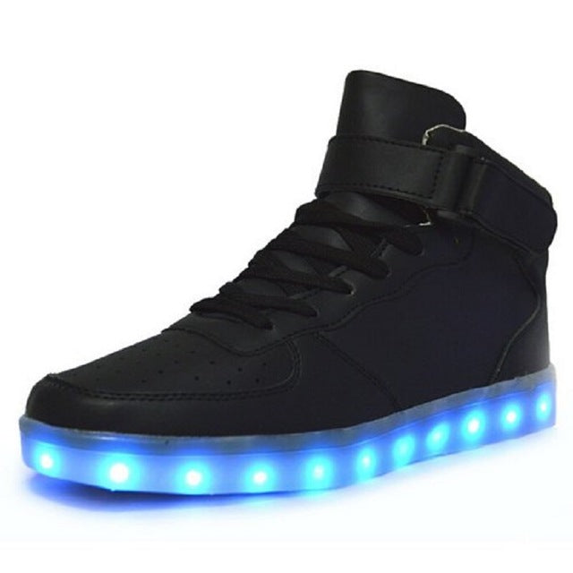 SAGUARO Casual LED Shoes Men Fashion High Top Light Up Glowing Shoes 2017 Adults Male Luminous Superstar Shoes Chaussure Homme