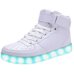 SAGUARO Casual LED Shoes Men Fashion High Top Light Up Glowing Shoes 2017 Adults Male Luminous Superstar Shoes Chaussure Homme