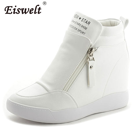 EISWELT 2017 Women Platform Wedge Heel Ankle Boots Women Shoes With Increased Platform Sole Girl Fashion Casual Zip Shoes#ZQS156