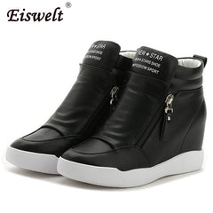 EISWELT 2017 Women Platform Wedge Heel Ankle Boots Women Shoes With Increased Platform Sole Girl Fashion Casual Zip Shoes#ZQS156