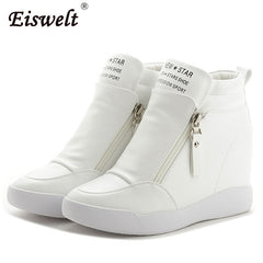 EISWELT 2017 Women Platform Wedge Heel Ankle Boots Women Shoes With Increased Platform Sole Girl Fashion Casual Zip Shoes#ZQS156