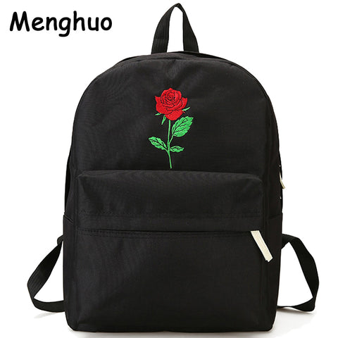 Men Heart Canvas Backpack Cute Women Rose Embroidery Backpacks for Teenagers Women's Travel Bags Mochilas Rucksack School Bags