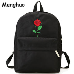 Men Heart Canvas Backpack Cute Women Rose Embroidery Backpacks for Teenagers Women's Travel Bags Mochilas Rucksack School Bags