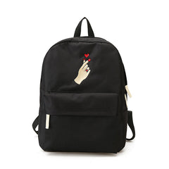 Men Heart Canvas Backpack Cute Women Rose Embroidery Backpacks for Teenagers Women's Travel Bags Mochilas Rucksack School Bags