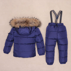 Super Warm Children Winter Suits Boys Girl Duck Down Jacket + Bib Pants 2 pcs Clothing Set Thermal Kids Snow Wear Top Quality