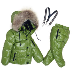 Super Warm Children Winter Suits Boys Girl Duck Down Jacket + Bib Pants 2 pcs Clothing Set Thermal Kids Snow Wear Top Quality