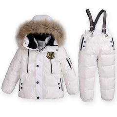 Super Warm Children Winter Suits Boys Girl Duck Down Jacket + Bib Pants 2 pcs Clothing Set Thermal Kids Snow Wear Top Quality