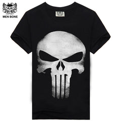 [Men bone] Hot 100% Cotton T-shirt Male Fashion Brand rock punish punk 3D skull Men T Shirt street wear cool Camisa Tees XXXL