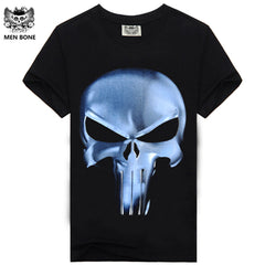 [Men bone] Hot 100% Cotton T-shirt Male Fashion Brand rock punish punk 3D skull Men T Shirt street wear cool Camisa Tees XXXL