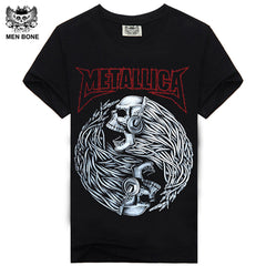 [Men bone] Hot 100% Cotton T-shirt Male Fashion Brand rock punish punk 3D skull Men T Shirt street wear cool Camisa Tees XXXL