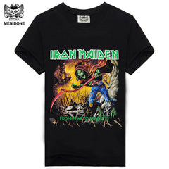 [Men bone] Hot 100% Cotton T-shirt Male Fashion Brand rock punish punk 3D skull Men T Shirt street wear cool Camisa Tees XXXL