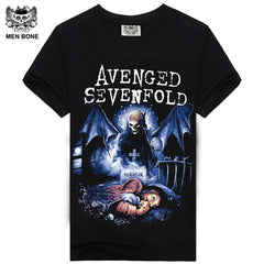 [Men bone] Hot 100% Cotton T-shirt Male Fashion Brand rock punish punk 3D skull Men T Shirt street wear cool Camisa Tees XXXL