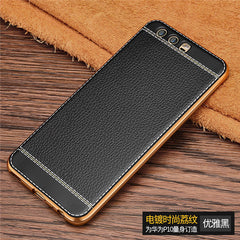 Litchi Grain Luxury Plating Phone Cases For Huawei P8 p9 lite 2017 P10 nova Mate 9  TPU Silicone Cover honor Y5II Coque Capa