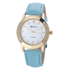 Geneva Fashion Women Diamond Analog Leather Quartz Wrist Watch Watches Female Cool Woman Watches relogio feminino Dress Relogio