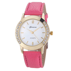 Geneva Fashion Women Diamond Analog Leather Quartz Wrist Watch Watches Female Cool Woman Watches relogio feminino Dress Relogio