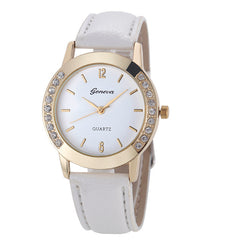 Geneva Fashion Women Diamond Analog Leather Quartz Wrist Watch Watches Female Cool Woman Watches relogio feminino Dress Relogio