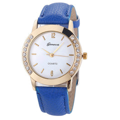 Geneva Fashion Women Diamond Analog Leather Quartz Wrist Watch Watches Female Cool Woman Watches relogio feminino Dress Relogio