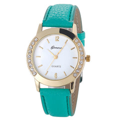 Geneva Fashion Women Diamond Analog Leather Quartz Wrist Watch Watches Female Cool Woman Watches relogio feminino Dress Relogio