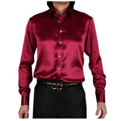 2017 long sleeve autumn spring thin fashion loose casual silk men dress shirt plus size plus size  soft male good quality top