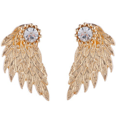 ES101 Crystal 3D Angel Wings Stud Earrings Inlaid Alloy Ear Jewelry Party Earring Gothic Feather Brincos Promotion