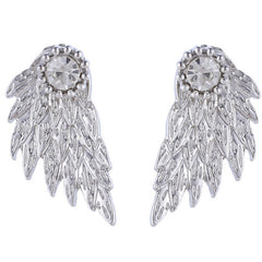 ES101 Crystal 3D Angel Wings Stud Earrings Inlaid Alloy Ear Jewelry Party Earring Gothic Feather Brincos Promotion