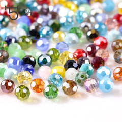 3 4 6 8 mm Czech AB Color Glass Beads Round with Hole Faceted Crystal Beads for Jewelry Making Handmade Supply 100pcs Lot Z174